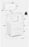 Charging Nightstand Side Table w/ USB Ports & Fabric Drawer White