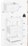 Charging Nightstand Side Table w/ USB Ports & Fabric Drawer White