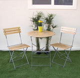 3-Piece Folding Bistro Patio Set with Wood Slat Table & Chairs