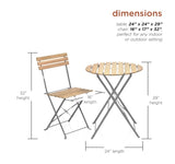 3-Piece Folding Bistro Patio Set with Wood Slat Table & Chairs