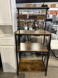 3-Tier Kitchen Baker’s Rack with Power Outlet & Storage Shelves,Rustic