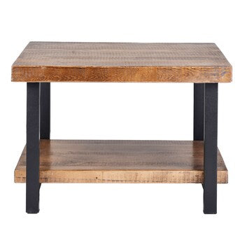 Pine Wood Industrial Coffee / End Table with Storage Shelf