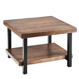 Pine Wood Industrial Coffee / End Table with Storage Shelf