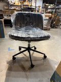 Faux Leather Adjustable Height Criss Cross Ergonomic Drafting Chair with Wheels, Black