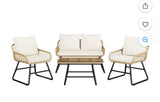4-Piece Patio Conversation Set with Loveseat, 2 Chairs & Coffee Table