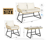 4-Piece Patio Conversation Set with Loveseat, 2 Chairs & Coffee Table