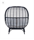 59”Outdoor Wicker Egg Chair Loveseat with Cushions Black & Cream Patio Lounge Sofa