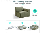 105” Green Corduroy Modular Sectional Sofa with Ottoman – Cloud Style Couch