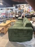 105” Green Corduroy Modular Sectional Sofa with Ottoman – Cloud Style Couch
