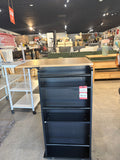 23”Rolling Kitchen Cart with Drawer & Cabinet Storage Trash Bin Black/Oak