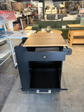 23”Rolling Kitchen Cart with Drawer & Cabinet Storage Trash Bin Black/Oak