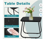 3-Piece Patio Bistro Set with 2 Chairs & Side Table – White/Black