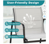 3-Piece Patio Bistro Set with 2 Chairs & Side Table – White/Black
