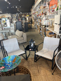 3-Piece Patio Bistro Set with 2 Chairs & Side Table – White/Black