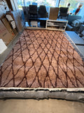 9x12 Modern Shag Area Rug – Light Brown & Dark Brown Geometric Pattern Carpet, Large Living Room Floor Decor