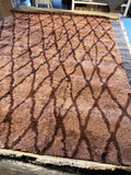 9x12 Modern Shag Area Rug – Light Brown & Dark Brown Geometric Pattern Carpet, Large Living Room Floor Decor