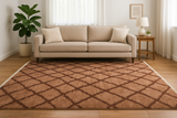 9x12 Modern Shag Area Rug – Light Brown & Dark Brown Geometric Pattern Carpet, Large Living Room Floor Decor