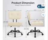 Armless Office Desk Chair with Wheels Adjustable Height Swivel Lumbar Support PU Leather Beige