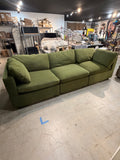 Kova Box Cushion Sofa 122” - Olive Performance Velvet - sectional - modular