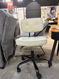 Armless Office Desk Chair with Wheels Adjustable Height Swivel Lumbar Support PU Leather Beige