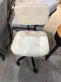 Armless Office Desk Chair with Wheels Adjustable Height Swivel Lumbar Support PU Leather Beige