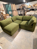 Kova Box Cushion Sofa 122” - Olive Performance Velvet - sectional - modular