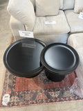 Set of 2 Black Round Martini Accent Tables, Modern Metal Nesting Side Tables
