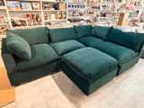 Albany Park - Kova Box Cushion L-Shape + Ottoman - Dark Teal performance velvet - minor cut (can be hidden by ottoman)