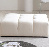 Amora Style Cream Bouclé Ottoman with Rounded Modern Design