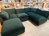 Albany Park - Kova Box Cushion L-Shape + Ottoman - Dark Teal performance velvet - minor cut (can be hidden by ottoman)