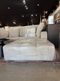 Amora Style Cream Bouclé Ottoman with Rounded Modern Design