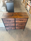 Rustic Brown 6-Drawer Dresser Storage Organizer with Black Metal Frame