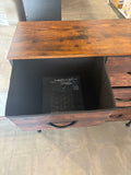 Rustic Brown 6-Drawer Dresser Storage Organizer with Black Metal Frame
