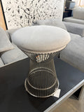 Modern Wire Frame Accent Stool with Cushion Seat – Silver & Light Gray