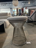 Modern Wire Frame Accent Stool with Cushion Seat – Silver & Light Gray