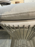 Modern Wire Frame Accent Stool with Cushion Seat – Silver & Light Gray