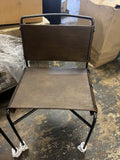 Modern Industrial Iron Metal Distressed Brown Faux Leather Fabric Wharton Dining Chairs