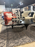 59”Sculpture Wabi Sabi Low Coffee Table Black & Glass