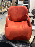 32”Modern Burnt Orange Velvet Barrel Accent Chair with Curved Arms
