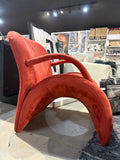 32”Modern Burnt Orange Velvet Barrel Accent Chair with Curved Arms