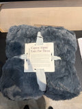Faux Fur Throw Blanket – Blue Gray Luxury Plush Soft Cozy Blanket