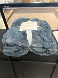 Faux Fur Throw Blanket – Blue Gray Luxury Plush Soft Cozy Blanket