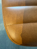 Vintage Cognac Brown Faux Leather Dining Chairs with Black Metal Legs – Set of 2