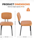 Vintage Cognac Brown Faux Leather Dining Chairs with Black Metal Legs – Set of 2