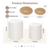 Round Velvet Storage Ottoman Set of 2 with Hidden Storage Beige