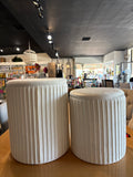 Round Velvet Storage Ottoman Set of 2 with Hidden Storage Beige