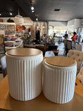 Round Velvet Storage Ottoman Set of 2 with Hidden Storage Beige