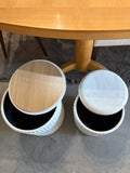 Round Velvet Storage Ottoman Set of 2 with Hidden Storage Beige