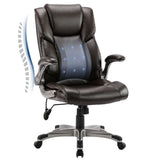 High Back Ergonomic Office Chair with Inflatable Lumbar Support Flip Arms Black