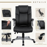 High Back Ergonomic Office Chair with Inflatable Lumbar Support Flip Arms Black